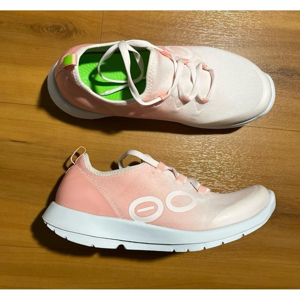 Womens OOFOS OOmg Sport Lace Recovery Soft Pink Slip On Sneakers Shoes